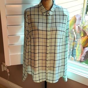 Mint Green Checked Button Down Long Sleeve Shirt